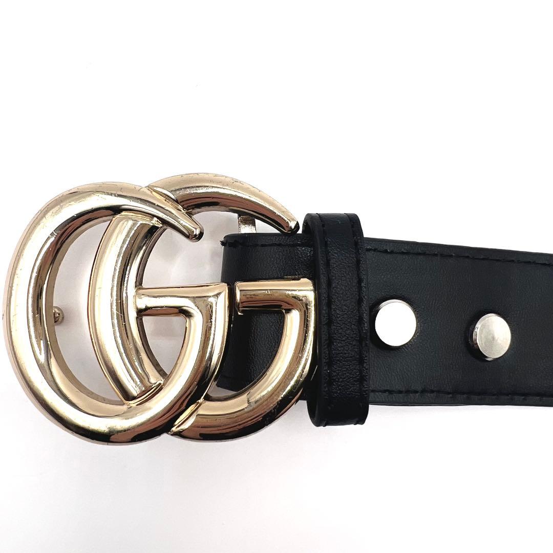 極美品✨GUCCI ベルト 黒 マーモント ゴールド金具 ダブルG GG