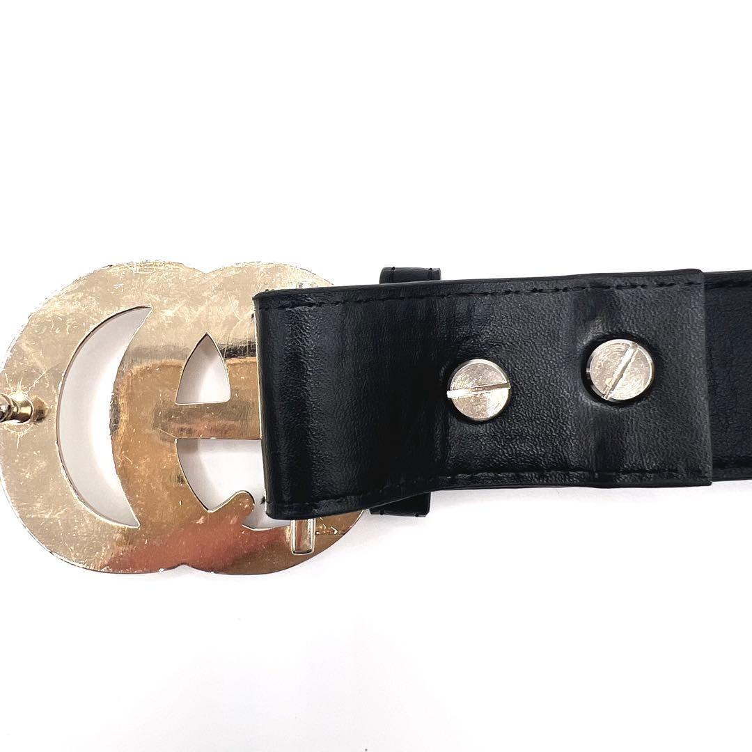 極美品✨GUCCI ベルト 黒 マーモント ゴールド金具 ダブルG GG
