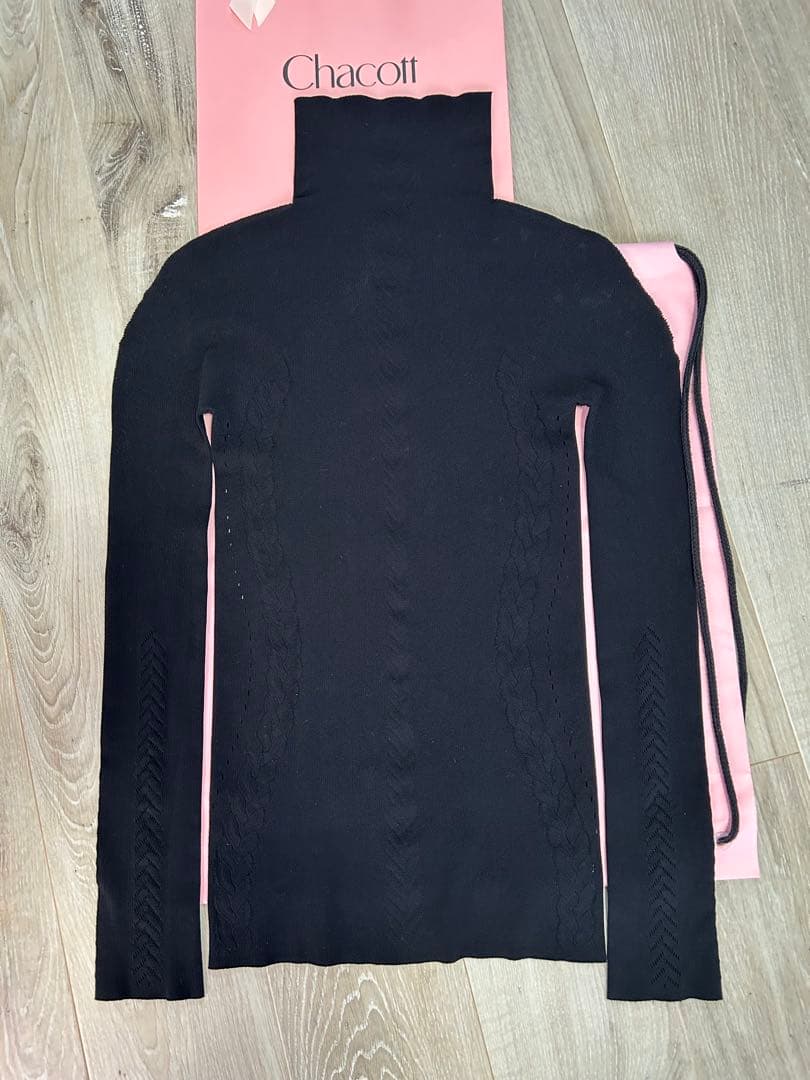 チャコット　ノーソーイングニット　ヘリンボーンハイネックニットトップ