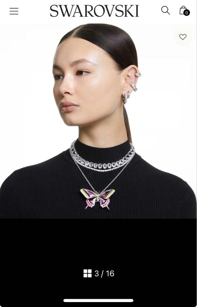 美品　スワロフスキー　フープピアス