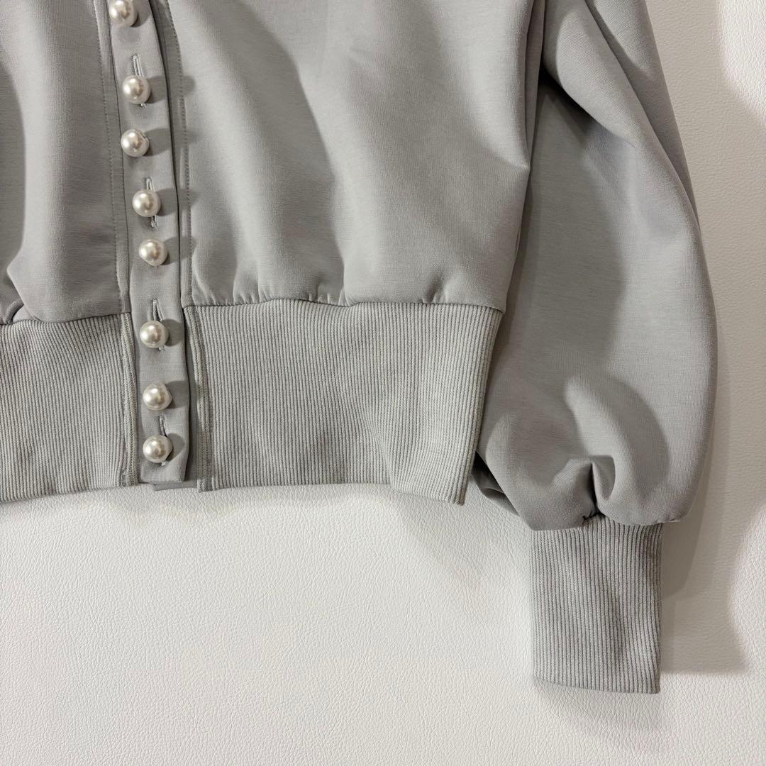 新品未使用 ビアズリー 2025 洗える パール釦ダンボールカーディガン グレー