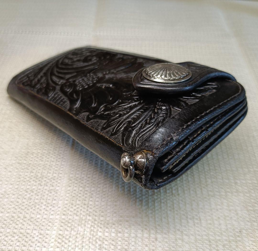 FUNNY カービング ライダースウォレット バイカーズウォレット 長財布 本革