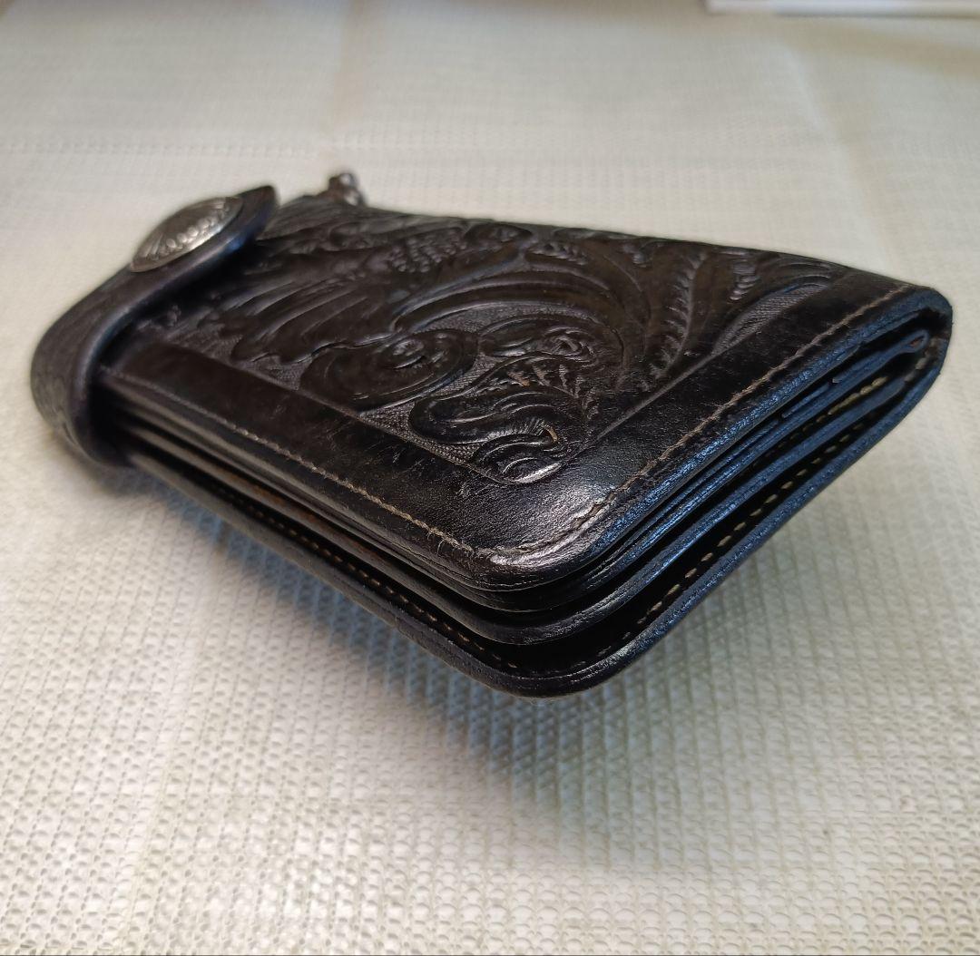 FUNNY カービング ライダースウォレット バイカーズウォレット 長財布 本革