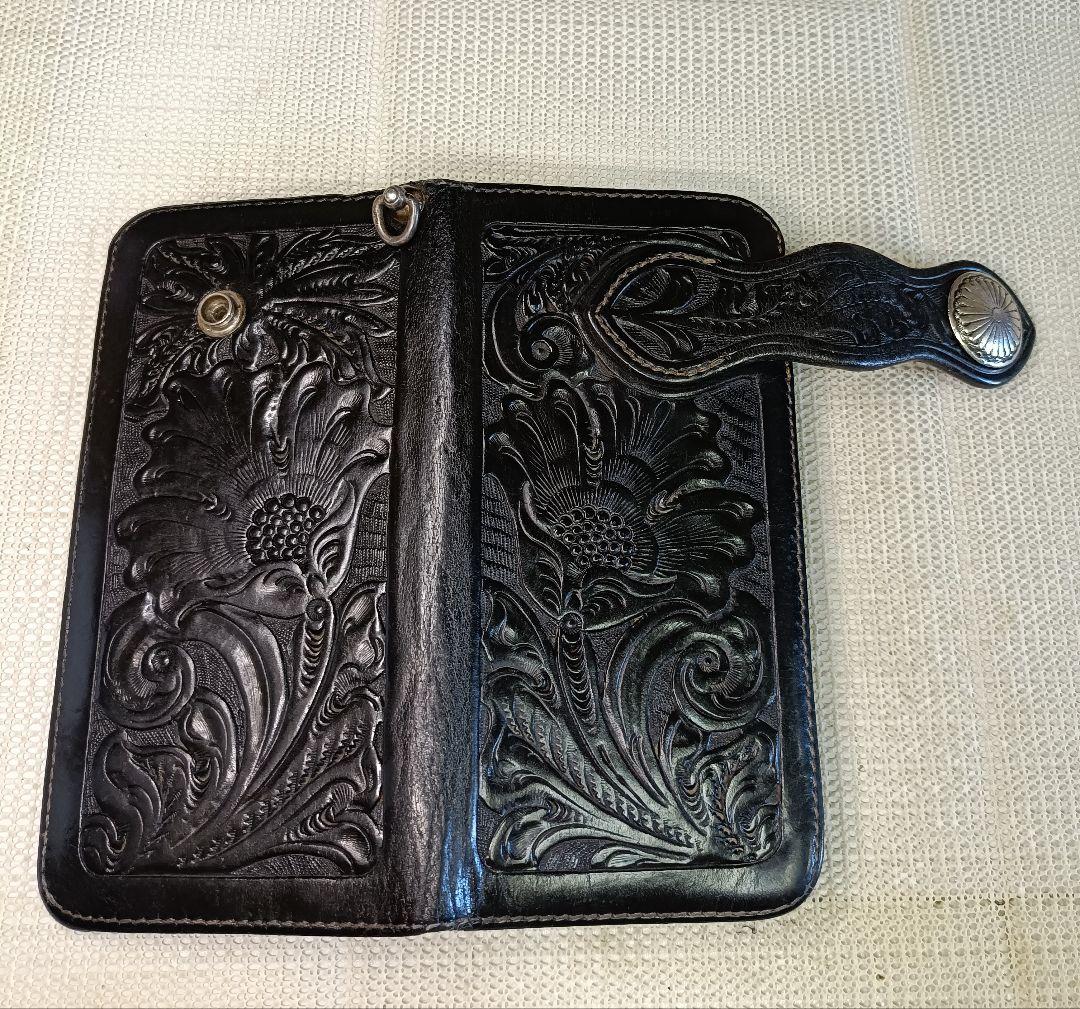 FUNNY カービング ライダースウォレット バイカーズウォレット 長財布 本革