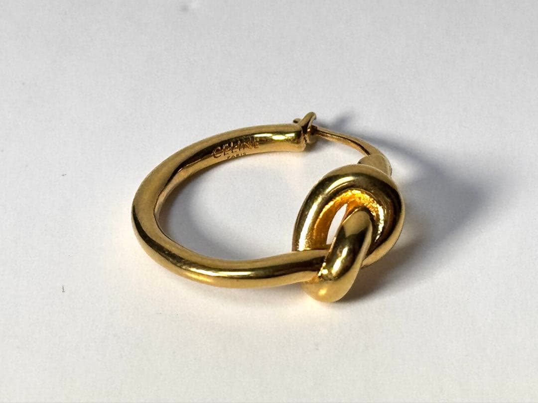 美品 CELINE ノットスモールフープ ピアス ゴールド定価69300円