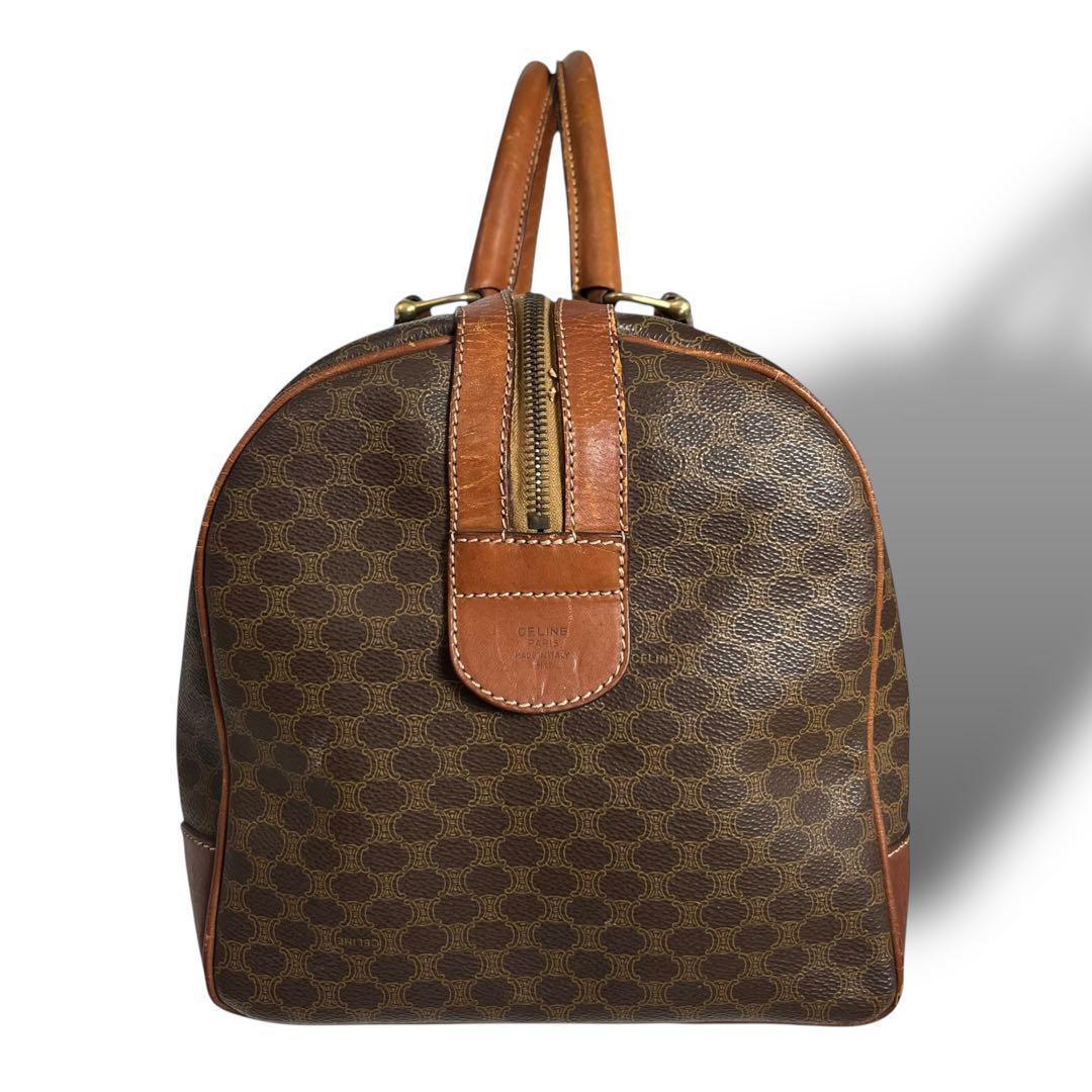 CELINEセリーヌ★マカダム柄 ボストンバッグ PVC レザー 鍵 ブラウン