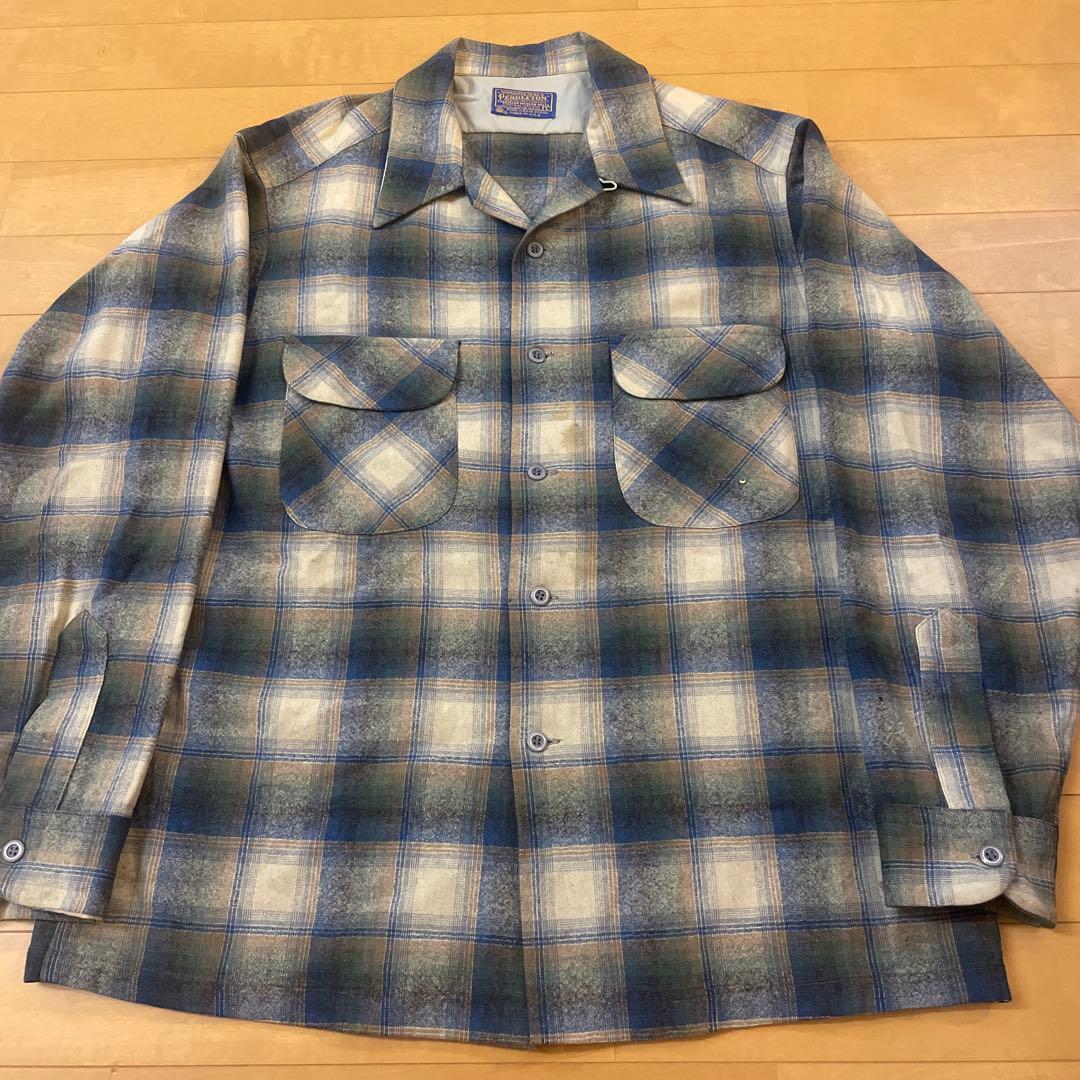 s*a様 青 ベージュ pendleton ウール ボードシャツ USA製 ビン