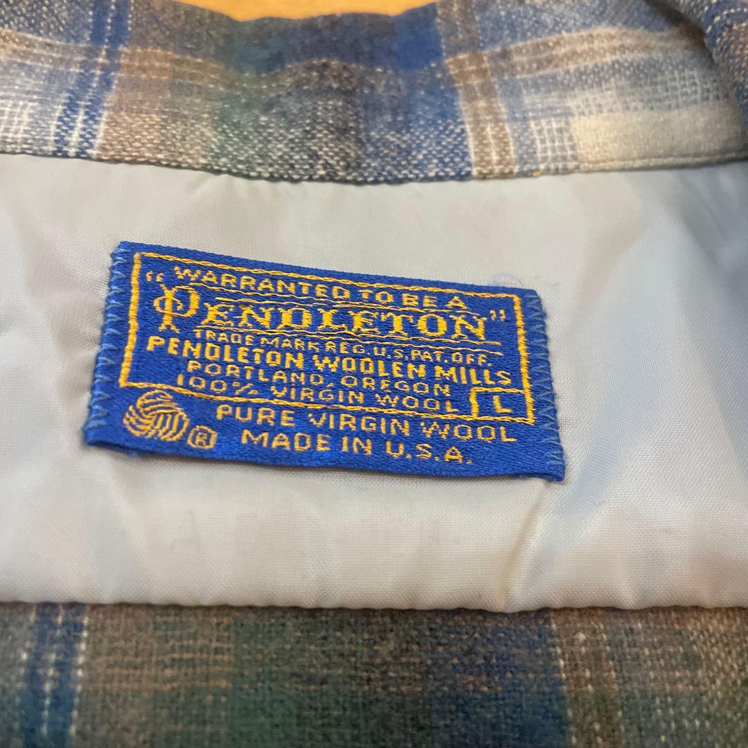 s*a様 青 ベージュ pendleton ウール ボードシャツ USA製 ビン