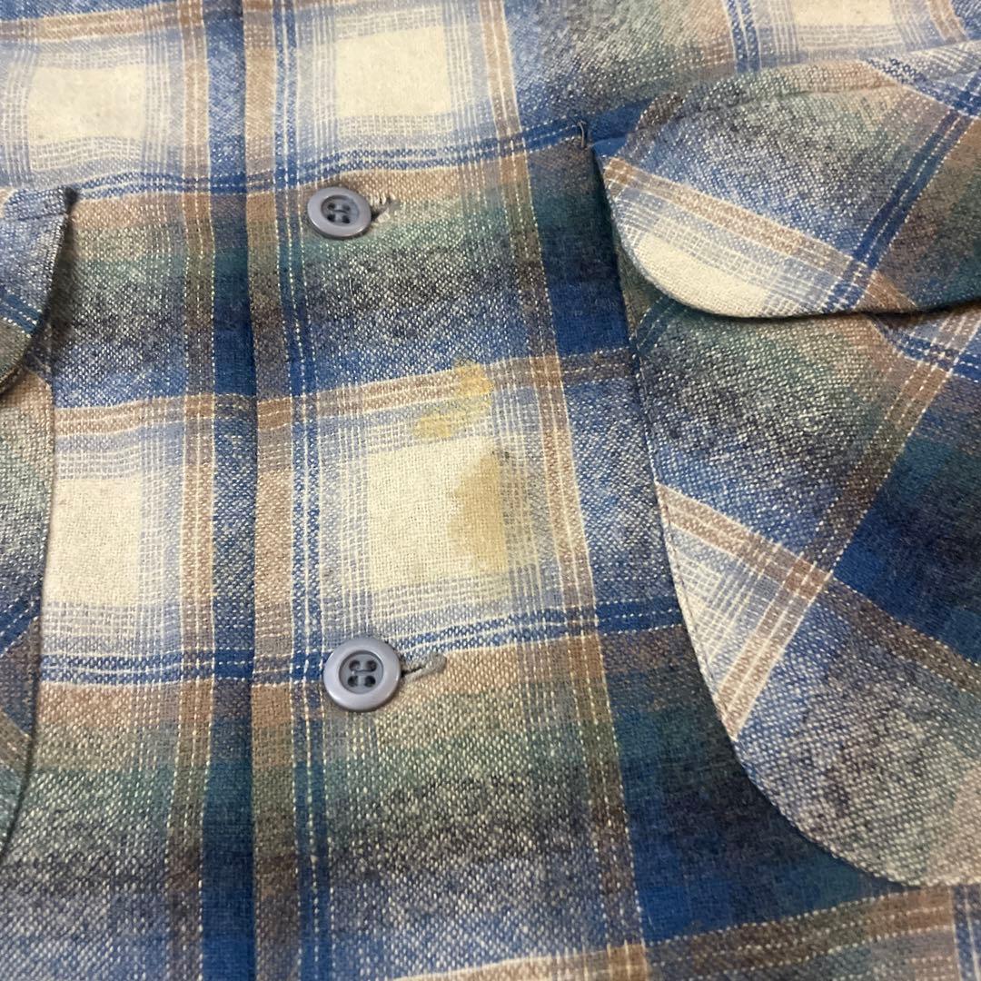 s*a様 青 ベージュ pendleton ウール ボードシャツ USA製 ビン