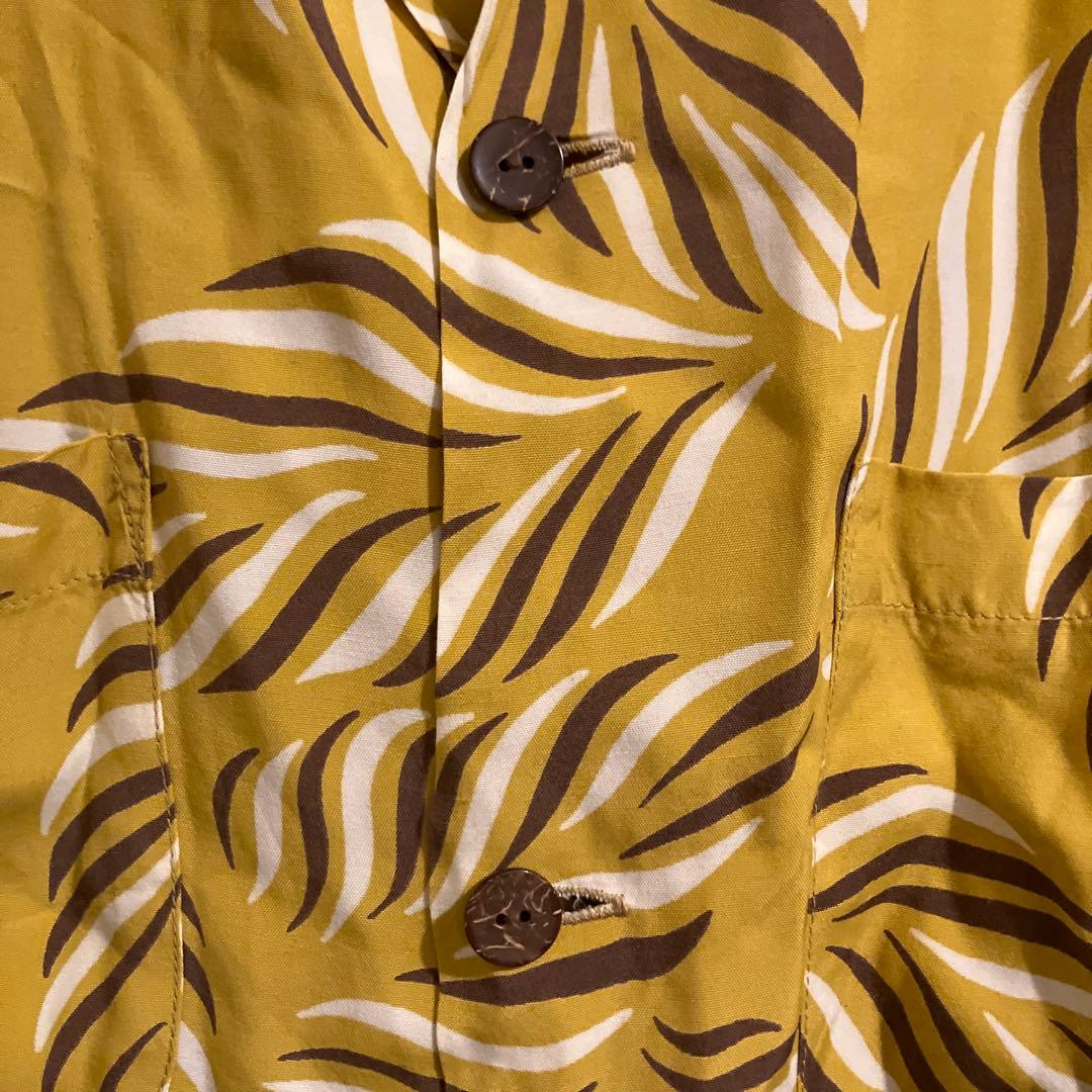 Butcher Products ハワイアンシャツ XL マスタード×リーフ柄