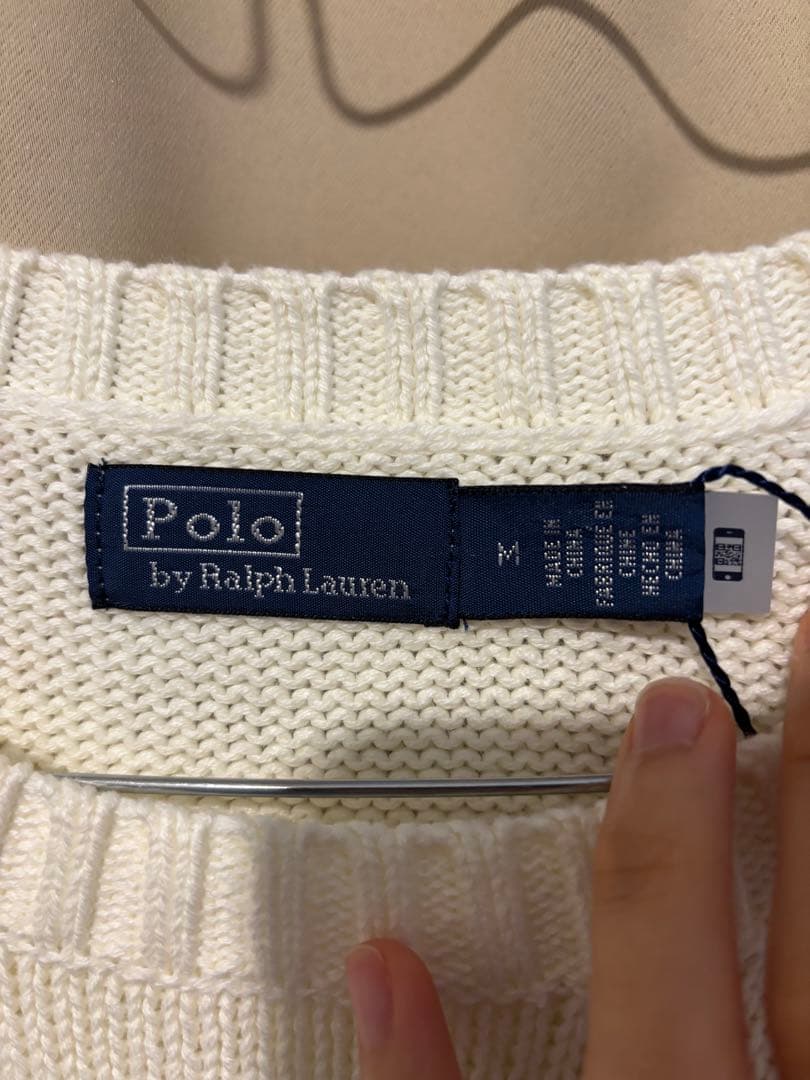 ラルフローレン　カウボーイ　フリンジ　ホワイト　ニット　sizeM