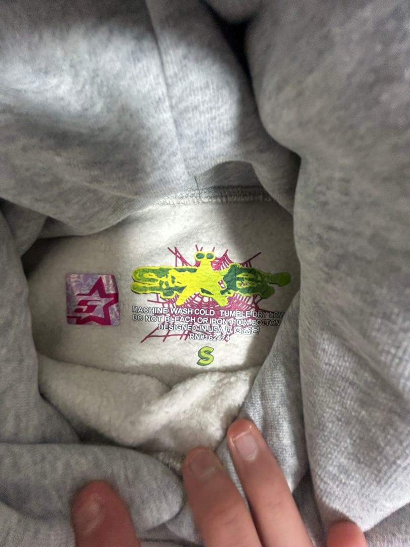 トップス sp5der hoodie grey