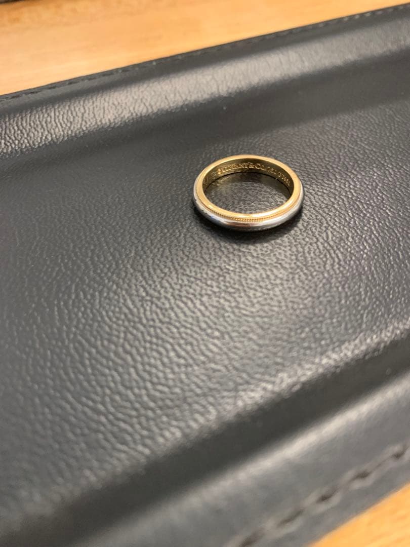 ティファニー　ミルグレイン pt950 k18 11号