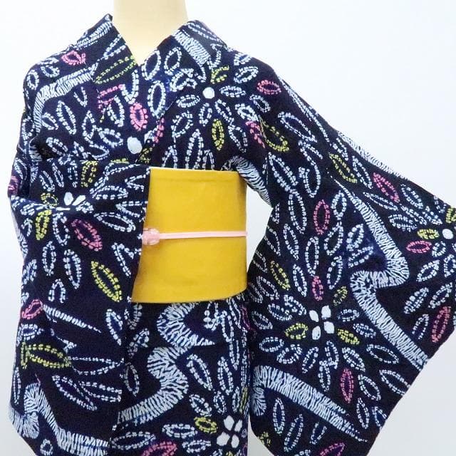 Y3388◆有松鳴海絞り 綿 高級浴衣 洗える夏着物