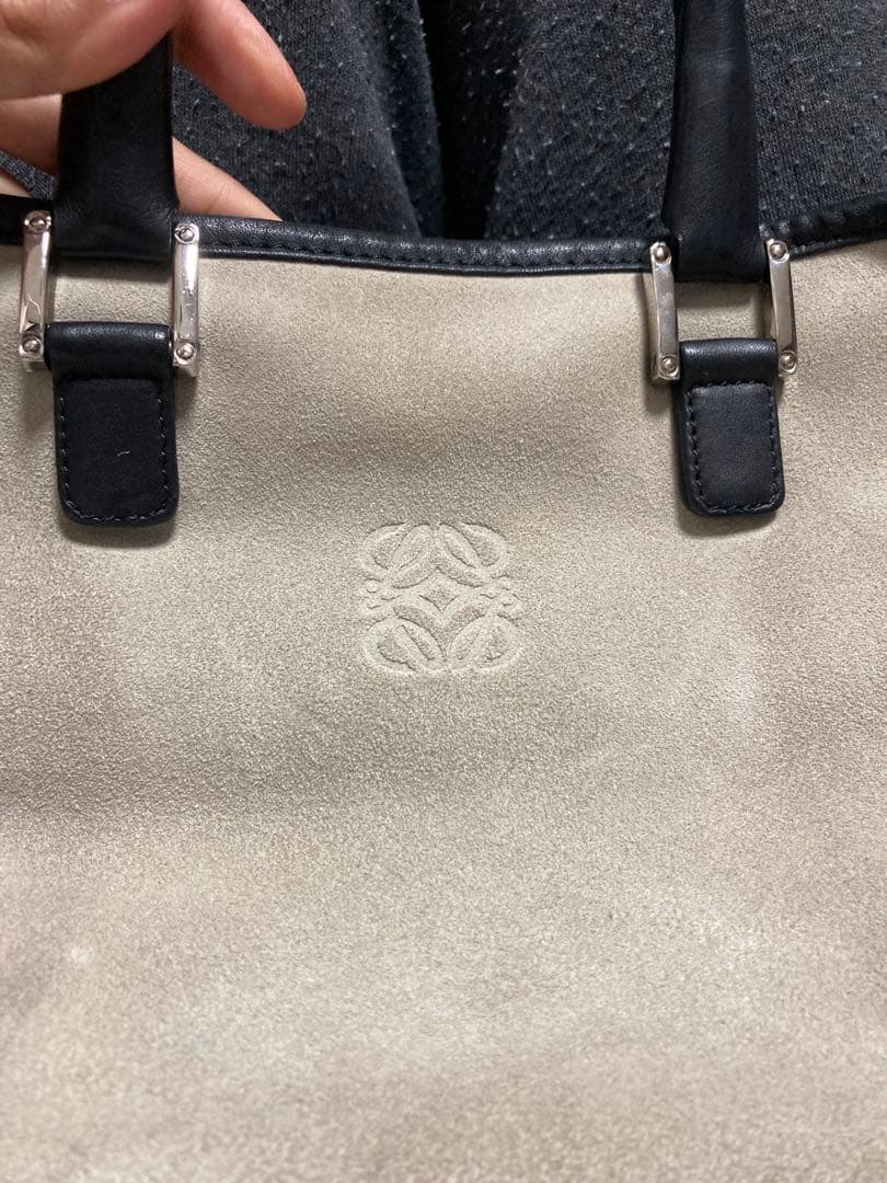 【美品】正規品ロエベ LOEWE ハンドバッグ　アマソナ28 スエード カーキ黒