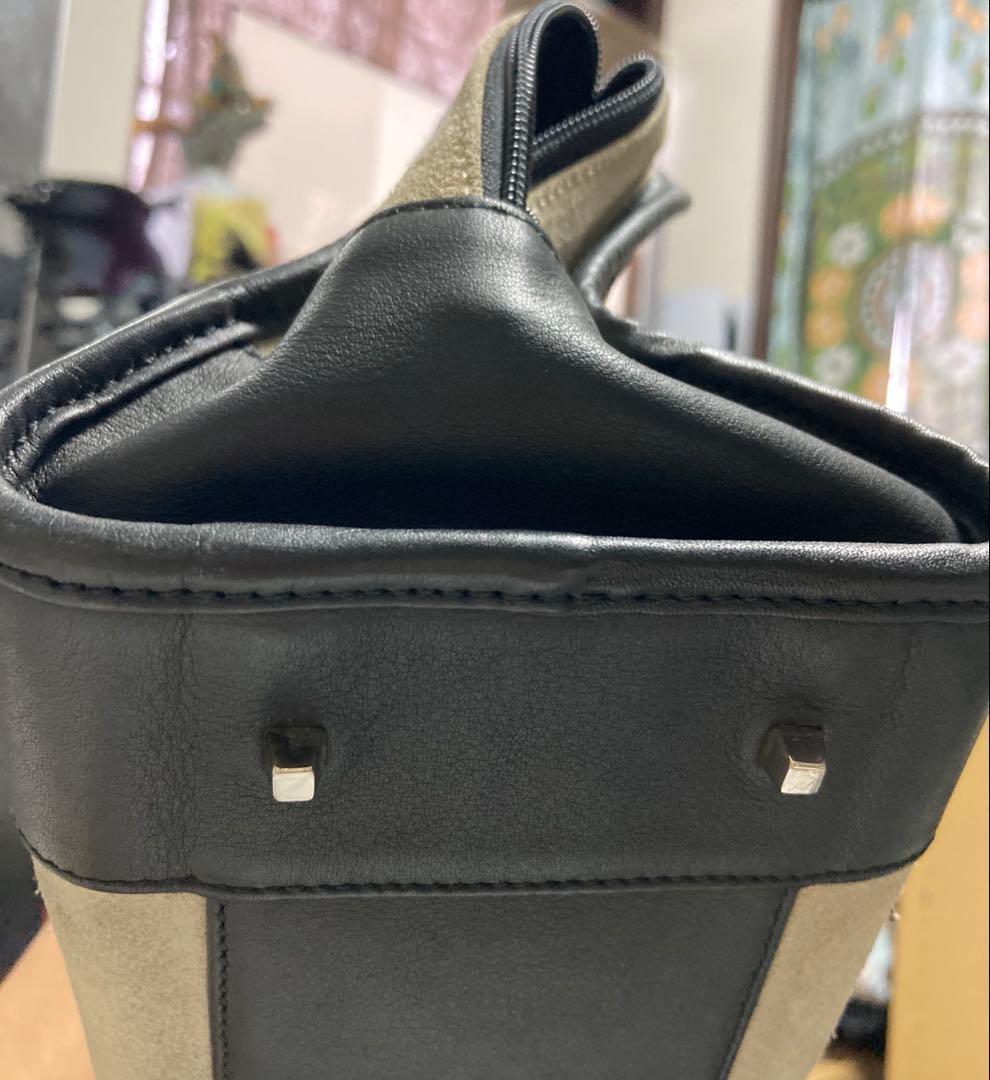 【美品】正規品ロエベ LOEWE ハンドバッグ　アマソナ28 スエード カーキ黒