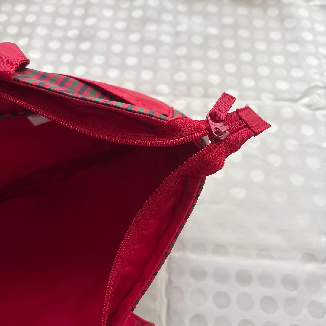 familiarファミリア トートバッグ レッスンバック　赤チェック　ファスナー