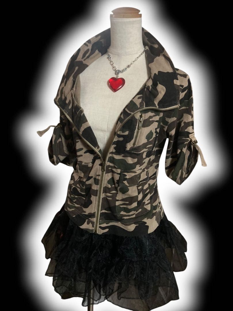 y2k迷彩00s当時物フェアリーグランジジップNANAミリタリーパンク平成ギャル