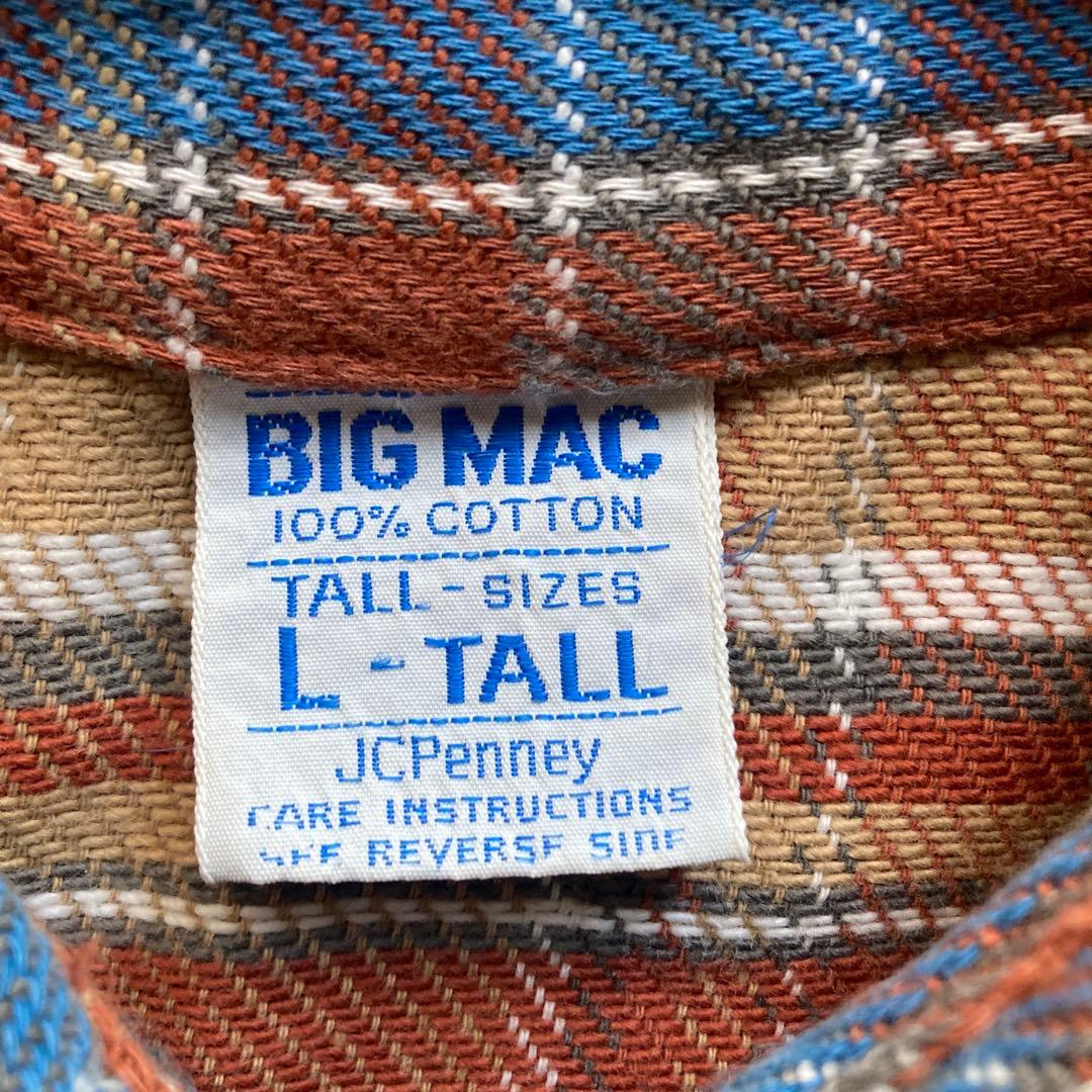 70s BIG MAC JC PENNEY長袖ネルシャツ L-TALL