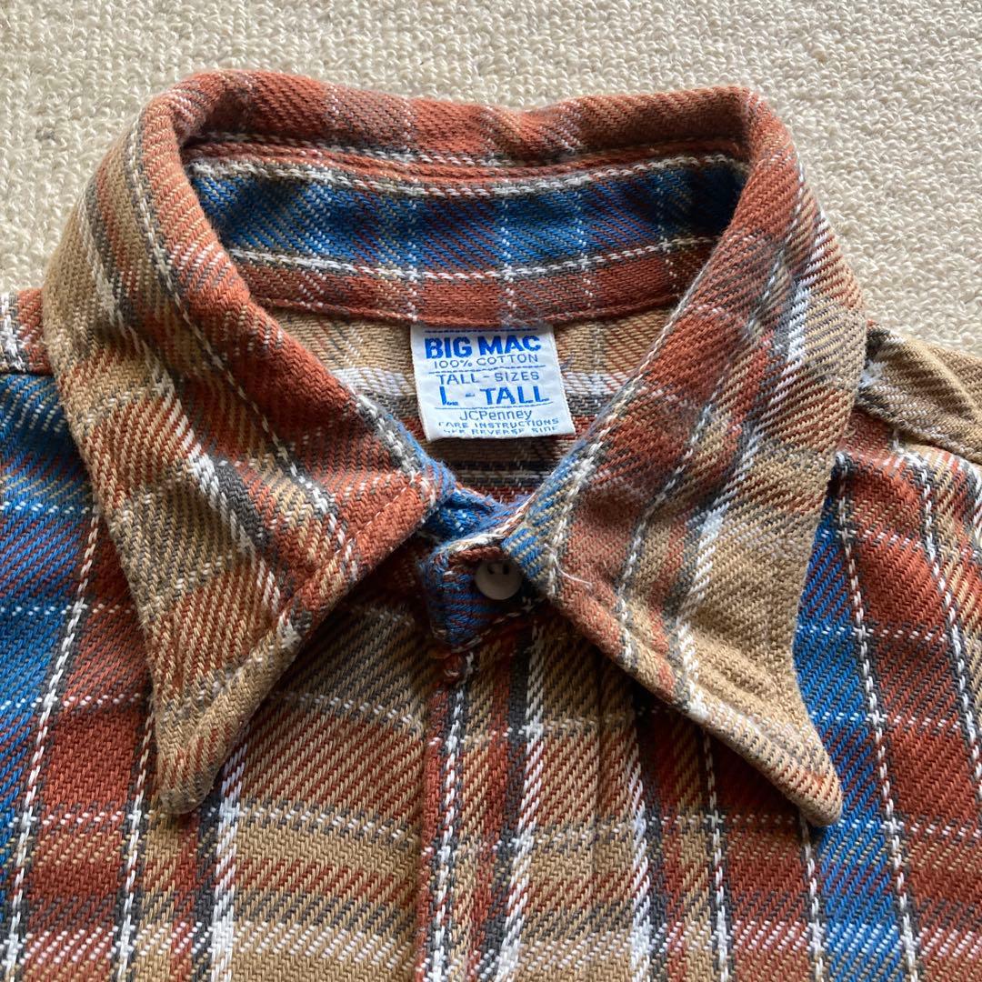 70s BIG MAC JC PENNEY長袖ネルシャツ L-TALL