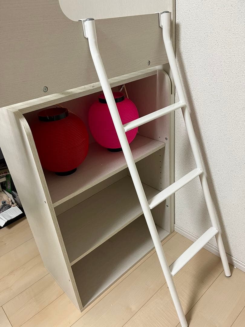 ※美品※ニトリ　ホワイト ロフトベッド 棚付き