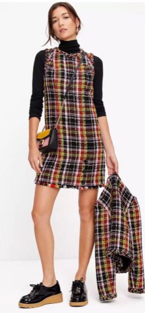 ケイトスペード美品 アートプラッドツイードドレス（サイズ0）