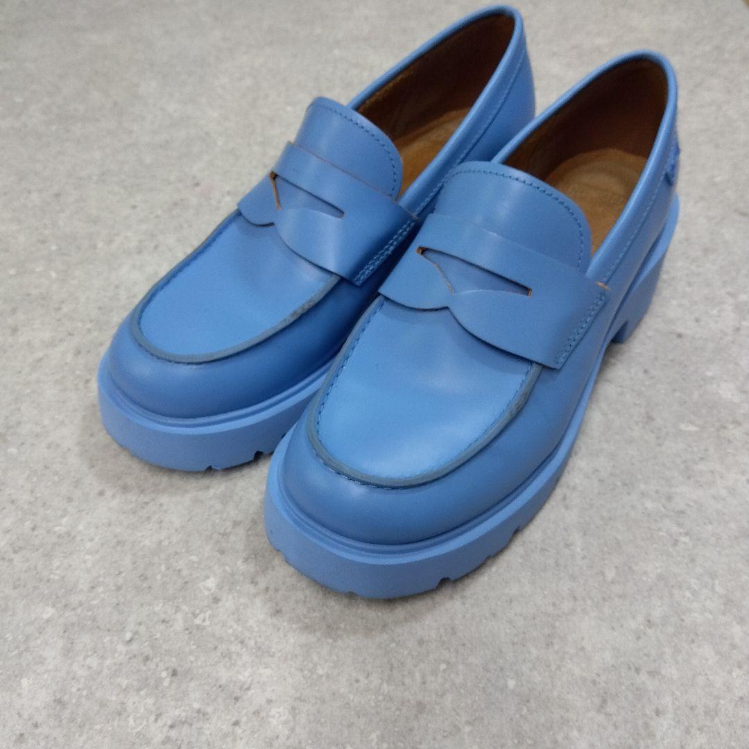 美品CAMPER カンペール 水色 厚底ローファー37
