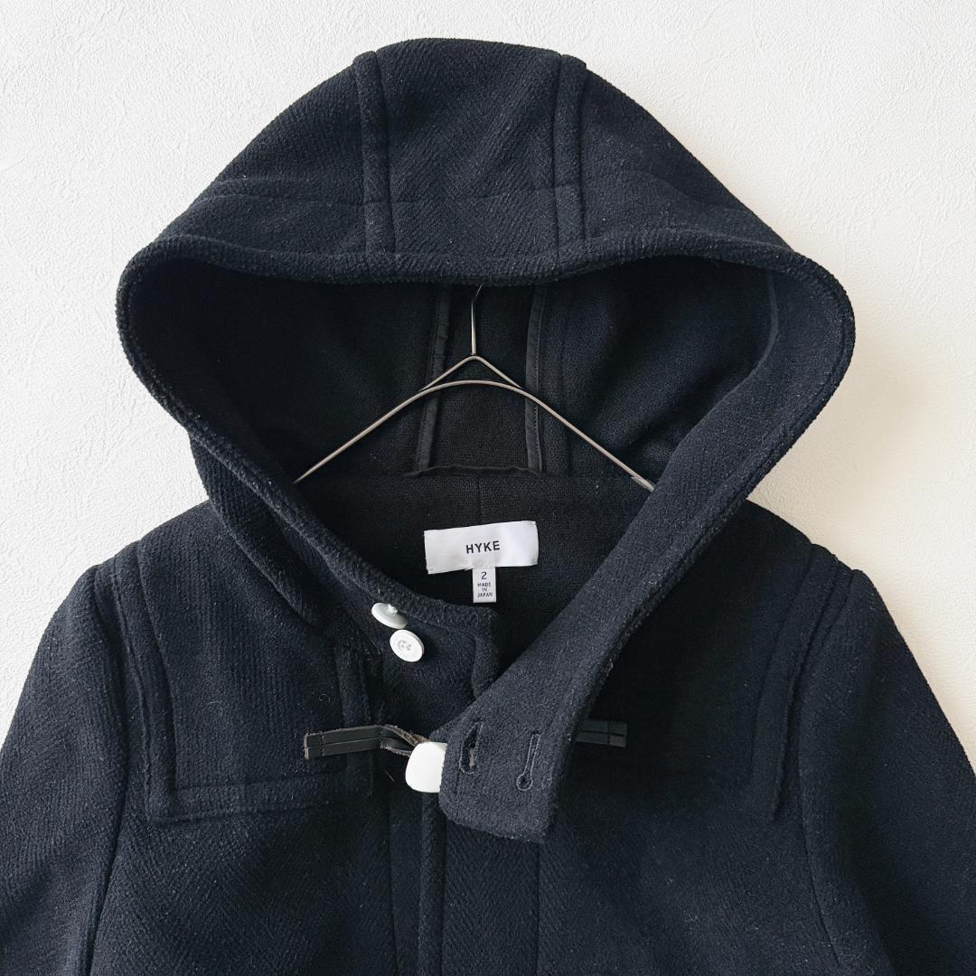 HYKE ハイク ダッフルコート ブラック Mサイズ 白トグル 白ボタン 日本製