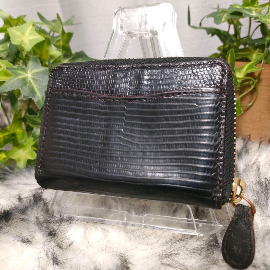 GANZO ケース ブラック ラウンド ガンゾ カードケース 黒 リザード