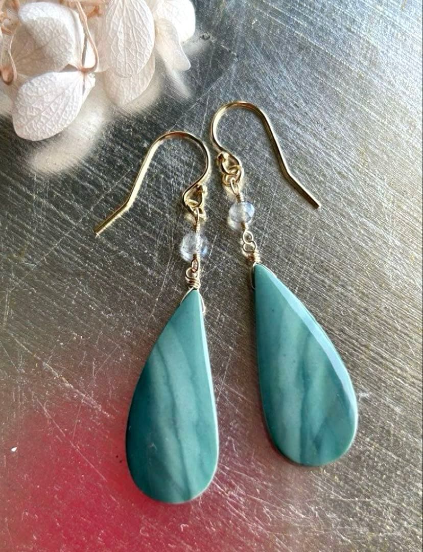 インペリアルジャスパー＆ラブラドライトのピアス他　14kgf