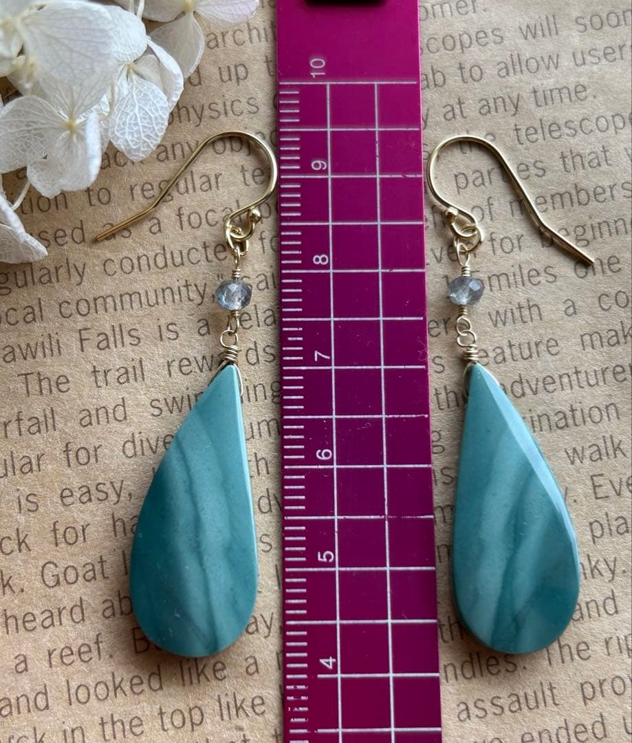 インペリアルジャスパー＆ラブラドライトのピアス他　14kgf