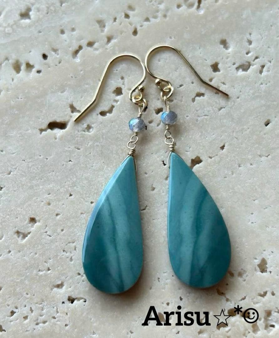 インペリアルジャスパー＆ラブラドライトのピアス他　14kgf