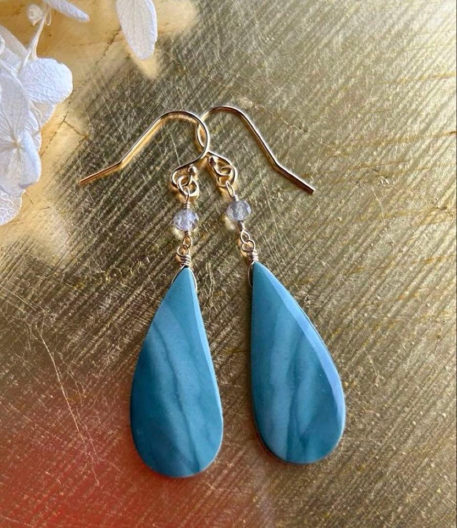 インペリアルジャスパー＆ラブラドライトのピアス他　14kgf