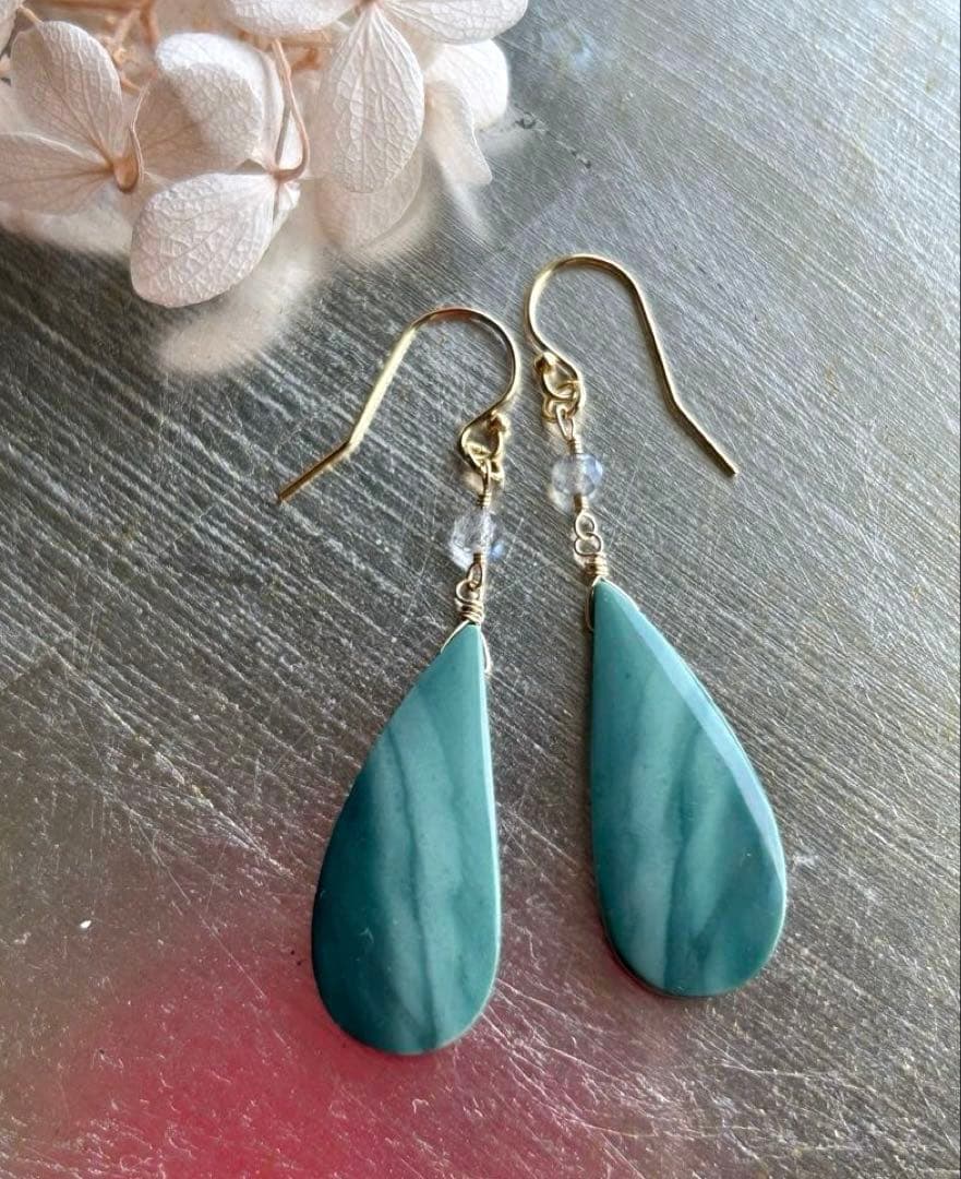 インペリアルジャスパー＆ラブラドライトのピアス他　14kgf