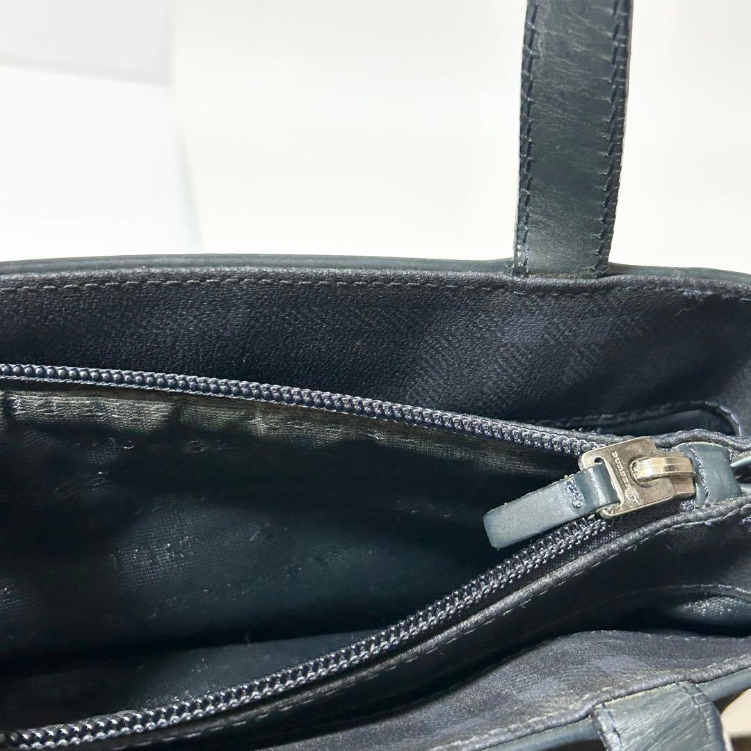 バーバリー ノバチェック PVC レザー ハンドバッグ トートバッグ ネイビー