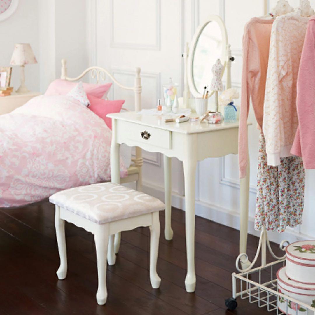 ドレッサー スツール付　RL-M6271 姫系 アンティーク調 ホワイト
