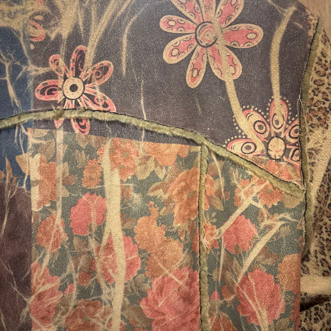 vintage スエードタッチパッチワークファージャケット