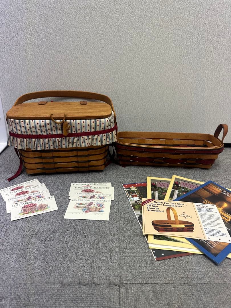 ロンガバーガー　Longabergerアメリカ製 ストライプ柄バスケット 2点