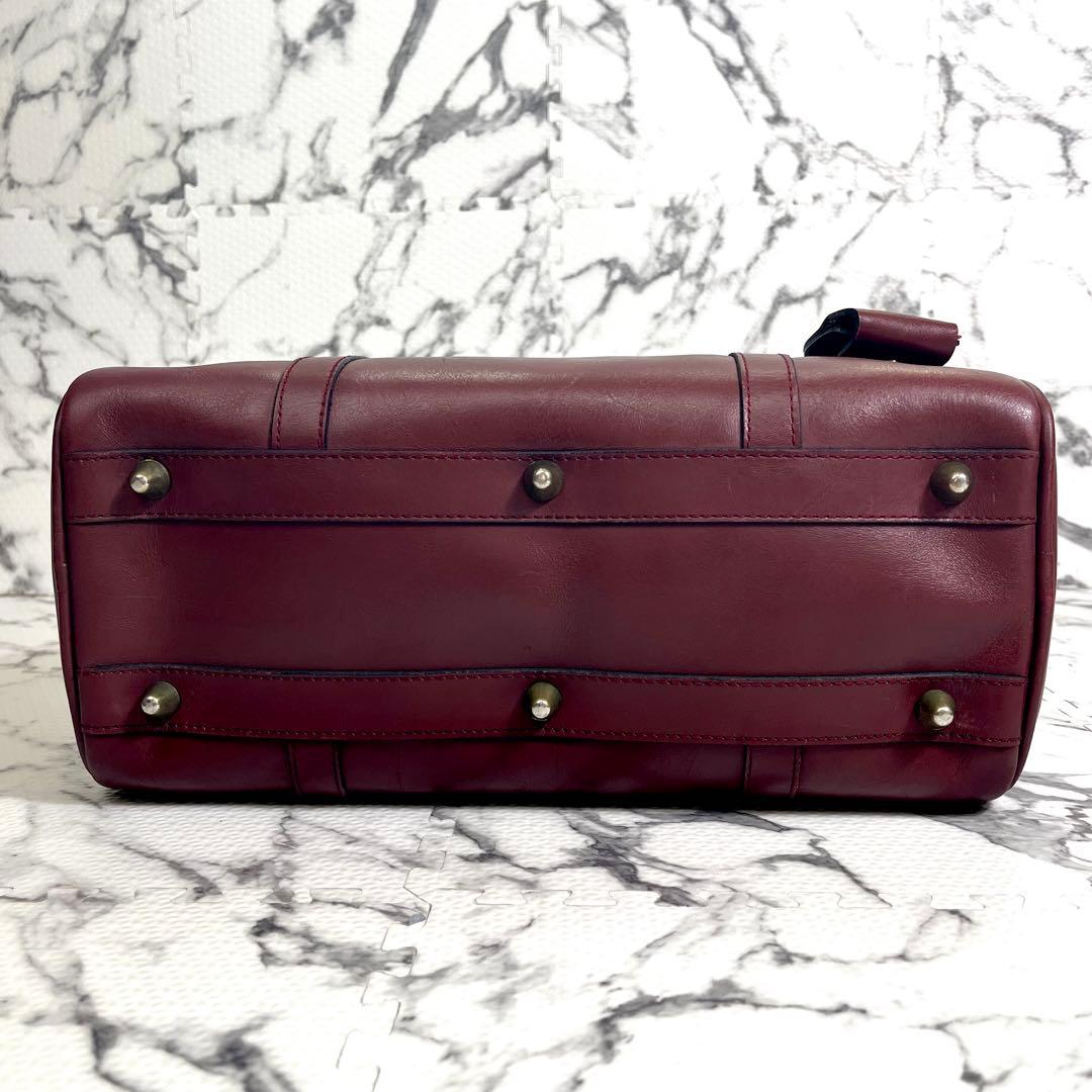 カルティエ ハンドバッグ ミニボストンバッグ レザー　ボルドー