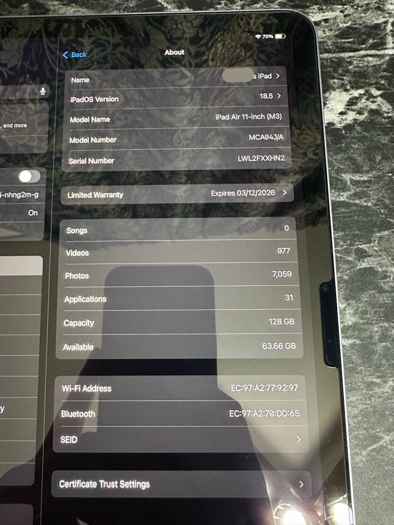 iPad Air 11 インチ M3 128GB パープル WiFiモデル