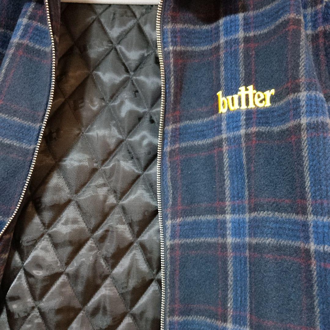 butter ネイビー系チェック フリースジャケット
