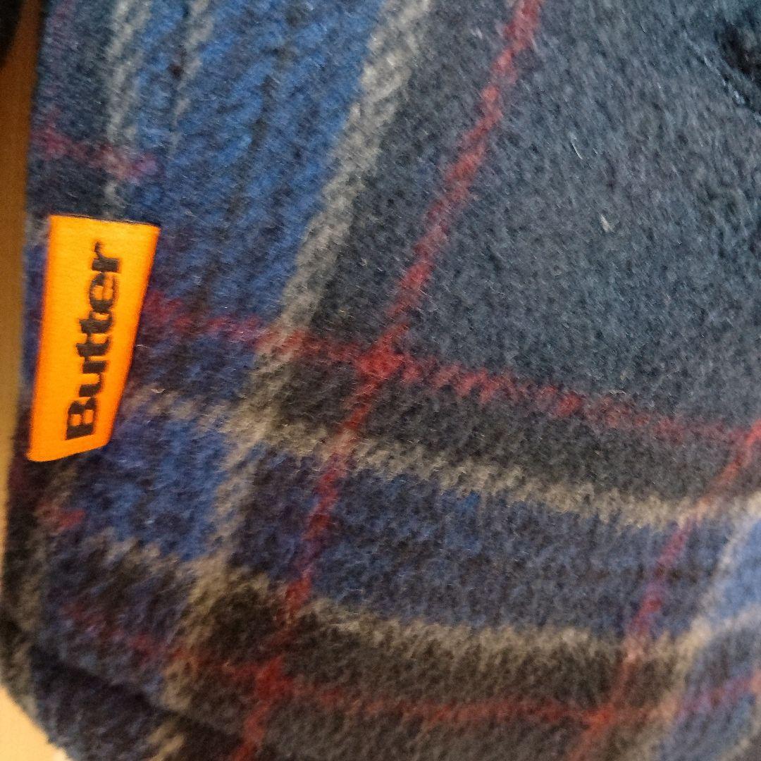 butter ネイビー系チェック フリースジャケット