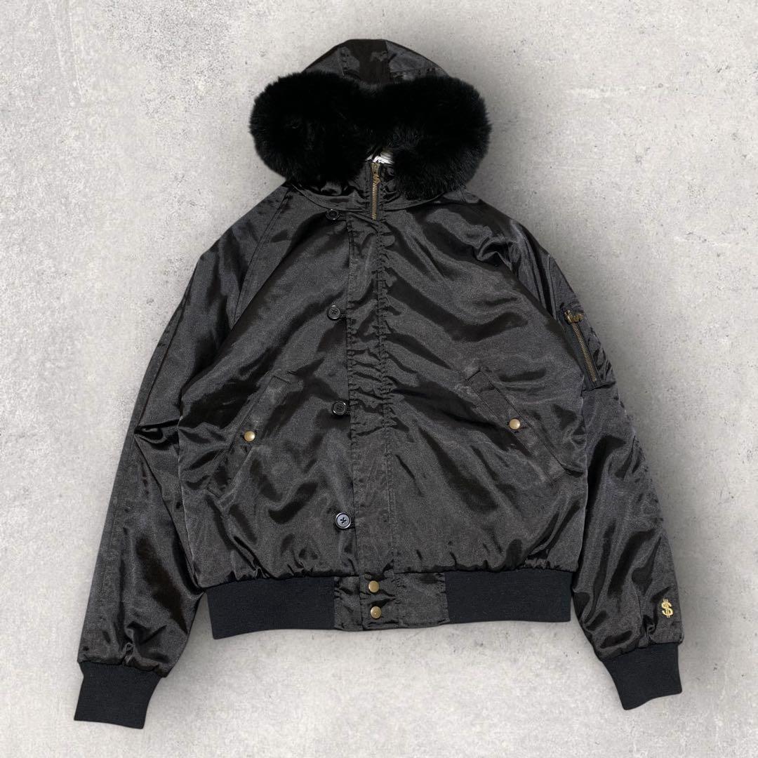 【超希少XLサイズ】スワッガー　ブルゾン　フォックスファー　サテン生地　裏地総柄