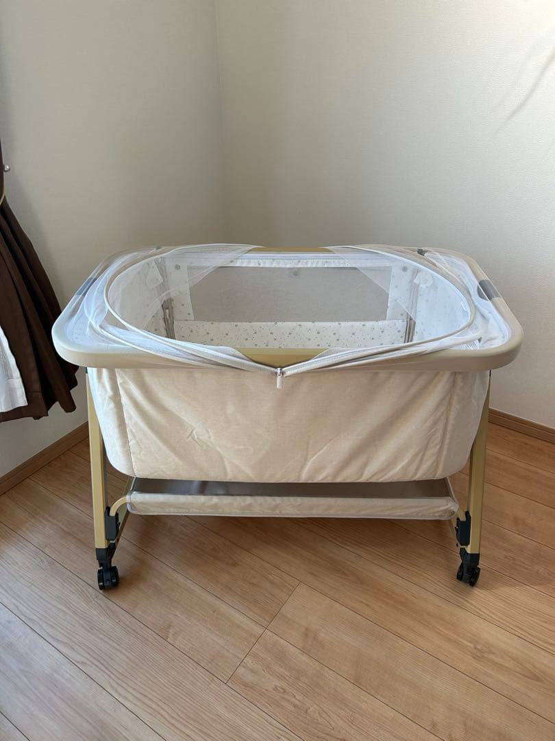 HZDMJ ベビーベッド 2024 SG認証済 折りたたみ ベージュ