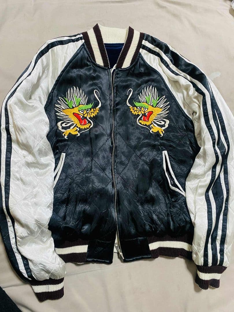 SWITCH 美品 ２面用 日本 スカジャン 虎龍　unisex 別珍 レーヨン