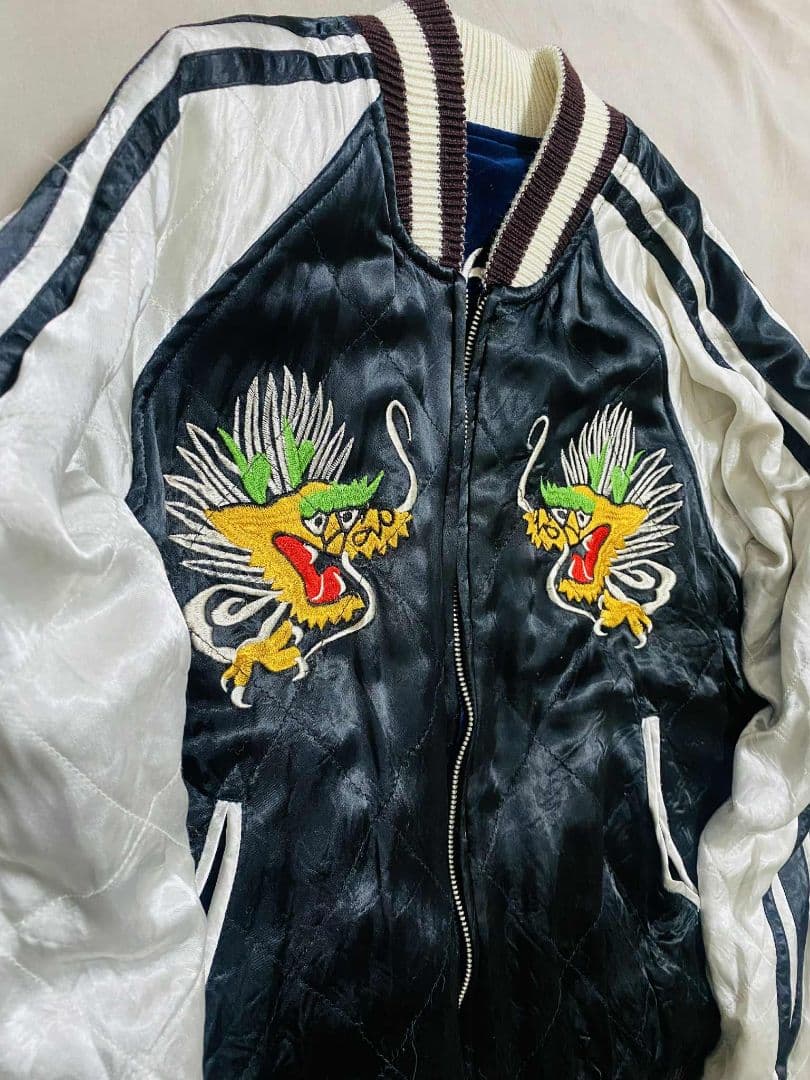 SWITCH 美品 ２面用 日本 スカジャン 虎龍　unisex 別珍 レーヨン