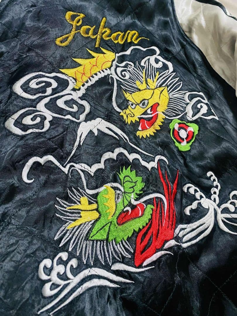 SWITCH 美品 ２面用 日本 スカジャン 虎龍　unisex 別珍 レーヨン