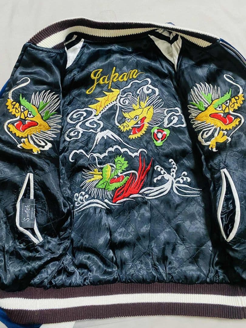 SWITCH 美品 ２面用 日本 スカジャン 虎龍　unisex 別珍 レーヨン