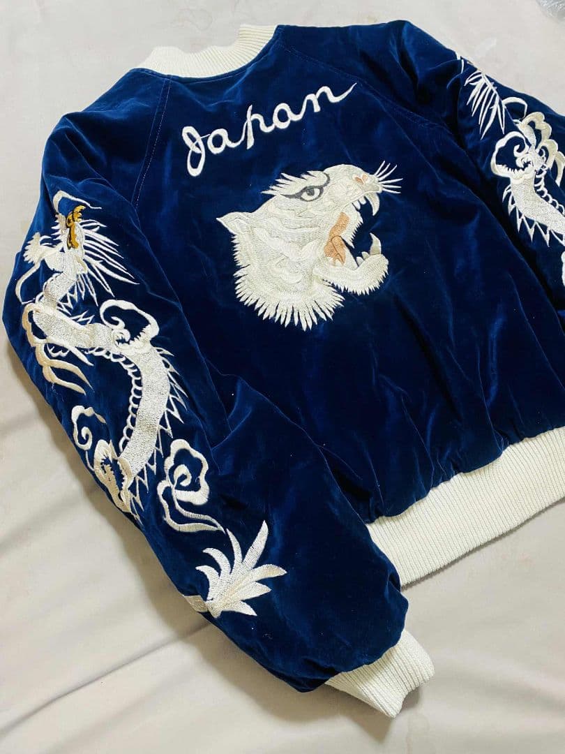 SWITCH 美品 ２面用 日本 スカジャン 虎龍　unisex 別珍 レーヨン