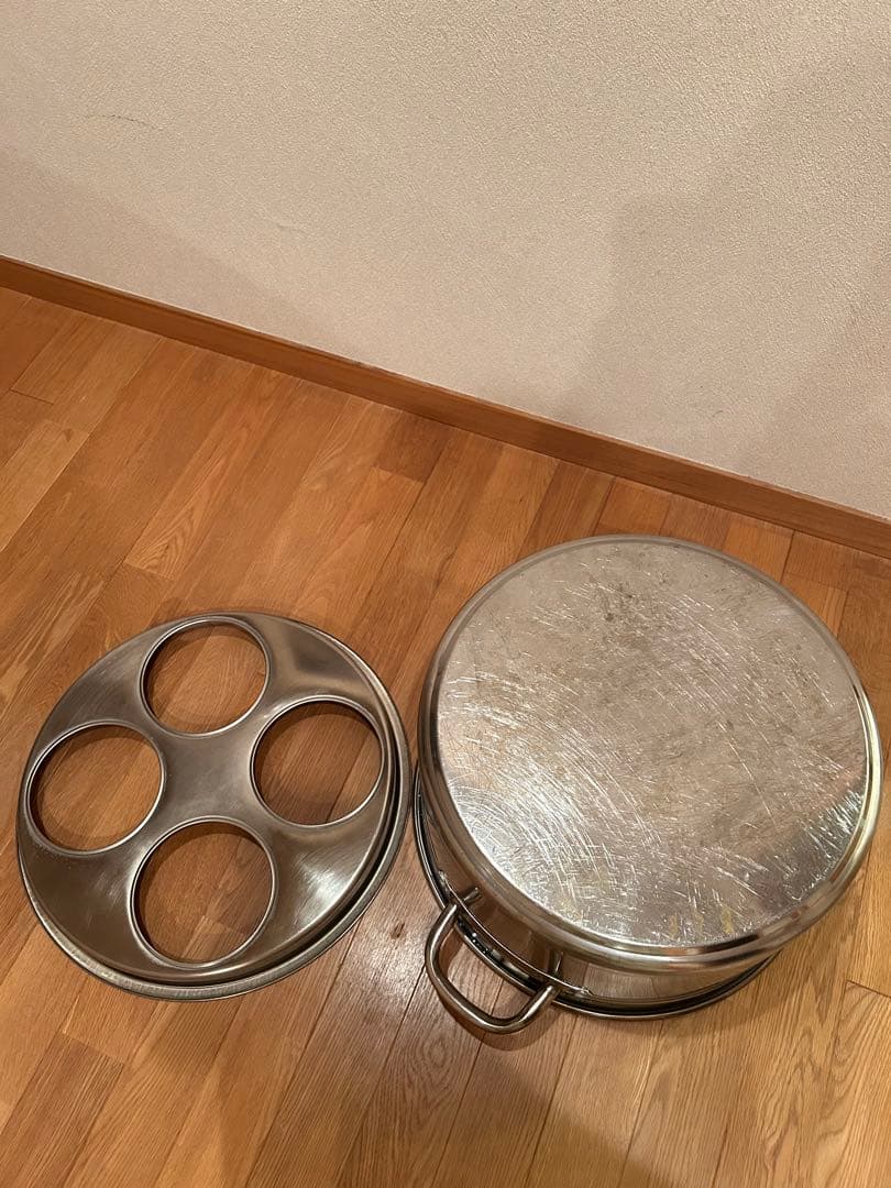 よ*ー様 ステンレス 茹で鍋 テボ2個セット 蓋付き 業務用